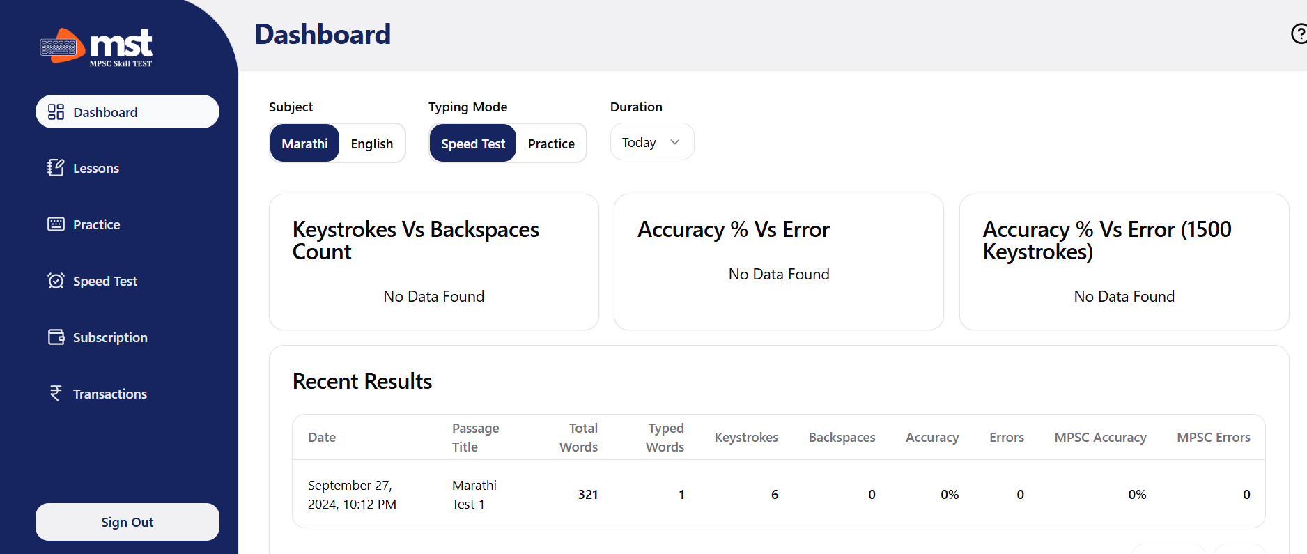 Dashboard UI